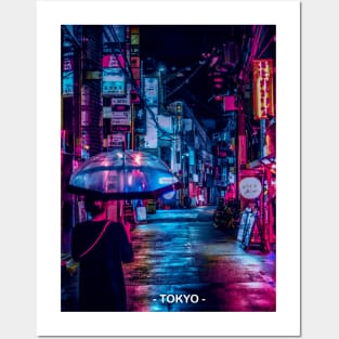 Tokyo Street Neon Synthwave Posters and Art